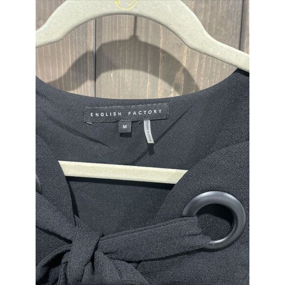 English Factory‎ Lace Up Front Dress Black Sleeveless Dress Shift Classic Size M - Picture 10 of 14